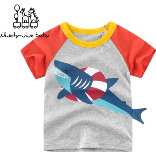 Cartoon Print Baby Boys Whale T Shirt For Summer Infant Kids Boys Girls Lion T-Shirts Clothes Cotton Toddler Whale Tops 3-8Y