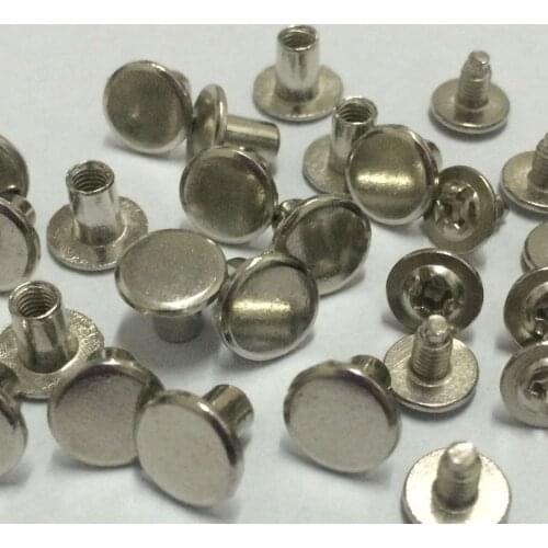 Hot Sell 100Sets 10X7MM Silver Round Flat Spikes Metal Studs Rivets Screwback Spots Cone Leather Craft Spikes Fit For DIY Making