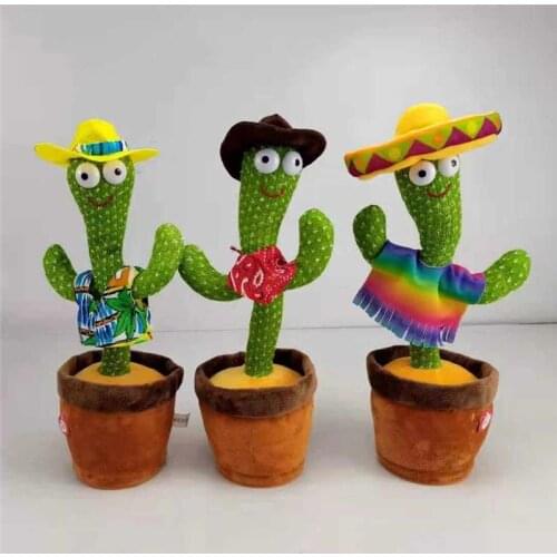 Hot Cactus Plush Toy Electronic Shake Dancing Decorative Stuffed Plant Toy Cute Funny Dancing Cactus Childhood Education Toy