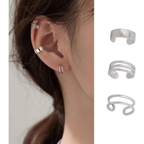 Luckydays 3 pcs Fashion Simple Smooth Ear Cuffs Clip Earrings for Women No Piercing Fake Cartilage Earring Jewelry Gifts