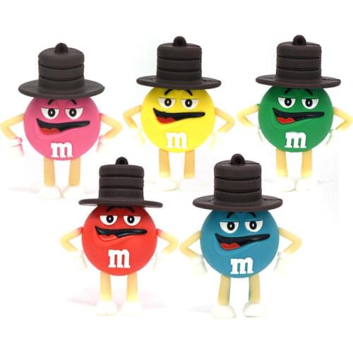 Cute Usb Flash Drive 4gb 8gb 16gb 32gb 64GB M&m Chocolate M Bean Memory Stick Cartoon U Disk Free shipping