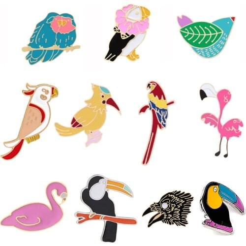 Fashion Animal Brooches 12 Styles Bird Cute Cartoon Badge Women Clothes Lapel Pin Enamel Pin Bag Button Icons Jewelry Kids Gifts