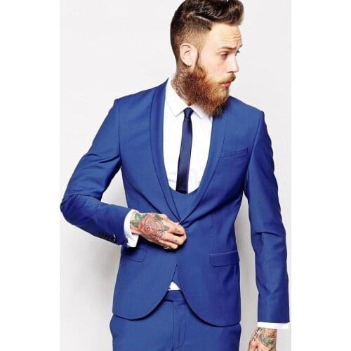 Mens Suits Groom Tuxedos Groomsmen Wedding Party Dinner Best Man Suits Blazer Custom Made (Jacket+Pants+Vest+Tie) NO:736