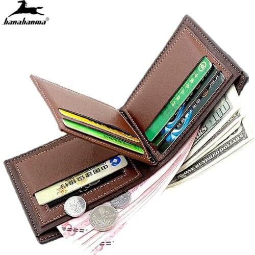 Mens Short Wallets Credit Card Holder Money Masculina Billetera Hombre Purse Three Fold Male Slim Men Uomo Porte Portomonee