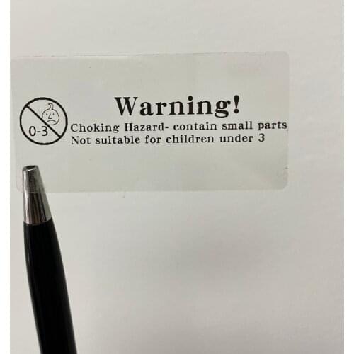 Warning choking hazard for kids stickers Transparent name Sticker Customize Stickers Waterproof Personalized Label logo nails M