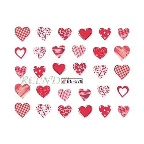 Nail sticker art decoration slider love heart adhesive design Water decals manicure lacquer accessoires polish foil
