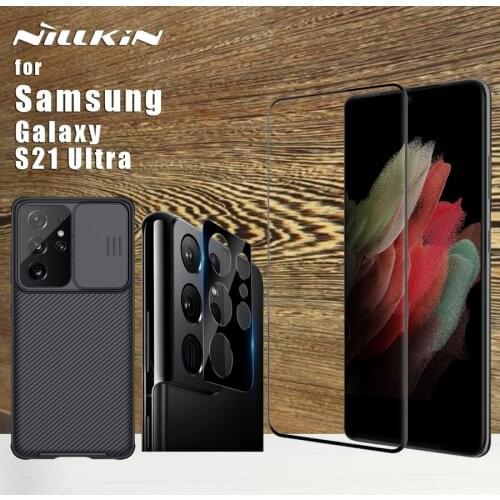 Nillkin for Samsung Galaxy S21 Ultra Tempered Glass Screen Protector 3D CP Max InvisiFilm Glass Film Camshield Case