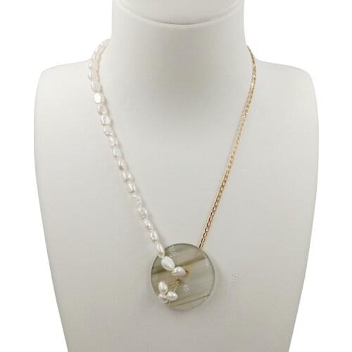 16 INCH -22 INCH CHOKER NECKLACE WITH nature jade ,100% nature freshwater baroque pearl and brass with24k gold plating