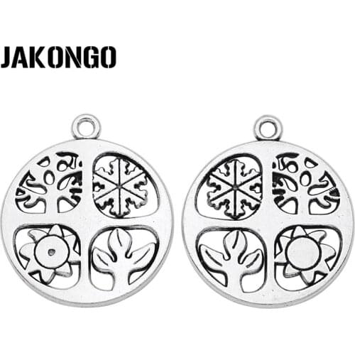 20PCS Antique Silver Plated Seasons Charms Pendants for Jewelry Making Bracelet Accessories DIY Craft 24mm