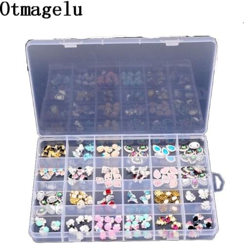 Clear Plastic Case 24 Slots Beautiful Jewelry Nail Art Rhinestone Empty Storage Box Travel Organizer Bead Accessories Holder