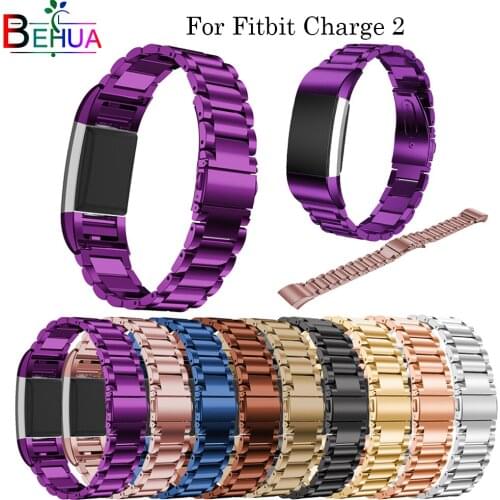 Slingshot buckle watchband For Fitbit Charge 2 smart watch Replacement luxury Genuine Stainless steel strap Bracelet wrist bands