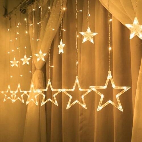 Christmas Fairy Lights Ramadan Led String Lights Star Garland on Window Curtain Indoor Tree Decoration Halloween Wedding Light