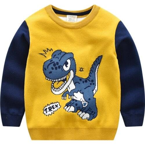 Dinosaur Sweatshirt Shirt for Boys Cartoon Dinosaur Print Baby Kids T Shirt Girls Top Child T-shirt for 2-7 Y Fall Clothes Tops