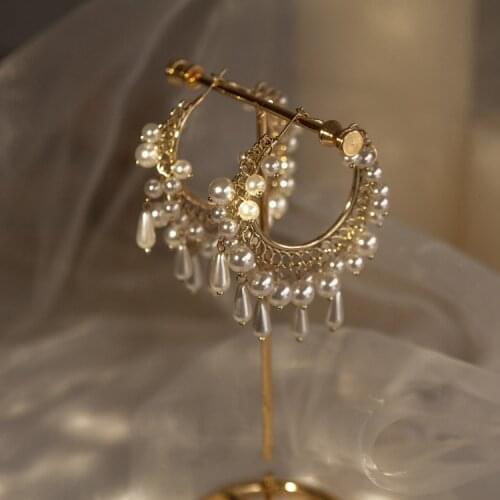 Newly Crystal Dangle Earrings Pearls Jewelry Boho Women Wedding Gifts Hot Party Statement Earrings Accessories