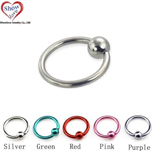 Showlove 10Pcs Titanium Anodized 14G Captive Bead Ring Piercing Nose Lip Rings Earrings Body Jewelry