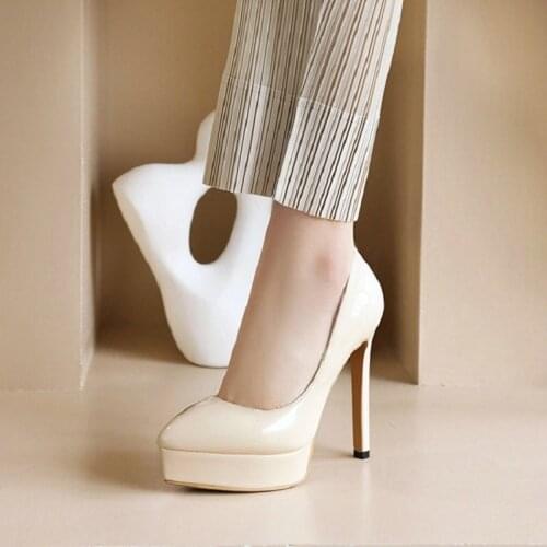 Sianie Tianie 2021 Sexy Patent PU Leather Pointed Toe 12.5cm Spike High Heels Red Black Nude Womens Office Lady Pumps Stilettos