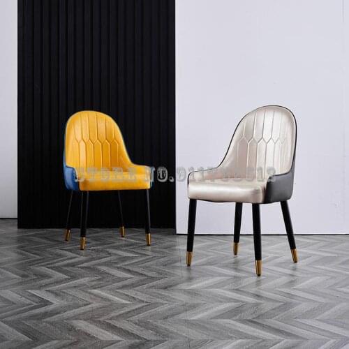 Nordic dining table chair leather modern minimalist home desk stool backrest makeup chair solid wood restaurant light luxury din