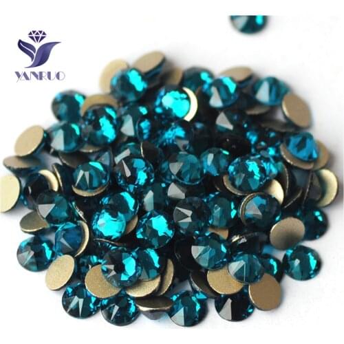 YANRUO 2088NoHF All Sizes Blue Zircon Flat Back Strass DIY Nail Art Glass Rhinestones Non Hotfix Crystals For Decoration
