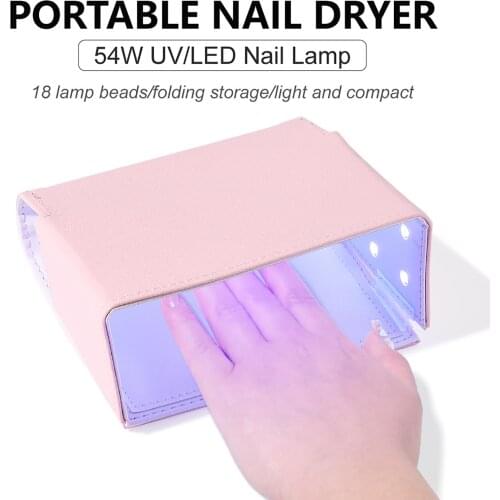 54W Fold 18 LED UV Nail Curing Lamp Dryer Fast Manicure Phototherapy Machine Nail Dryers Baking Light Therapy Nail Lamp LED Lamp
