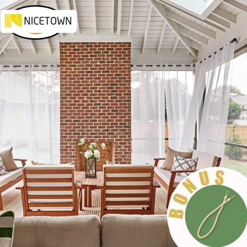 NICETOWN 1 Panel Outdoor Sheer Curtain Grommets Top Water Resistant Sliver Eyelet Top Sheer Drape for Patio Beach Wedding