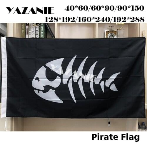 YAZANIE Any Size Stede Bonnet Pirate Fish Flag of Christopher Condent Flag Jolly Pirate Skeleton Fish Ship Banner