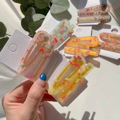 Grils Candy Color Square Water Drop BB Hairpins Acetic Acid Resin Acrylic Hollow Colorful Hairpin Women Hair Accessories Hairpin