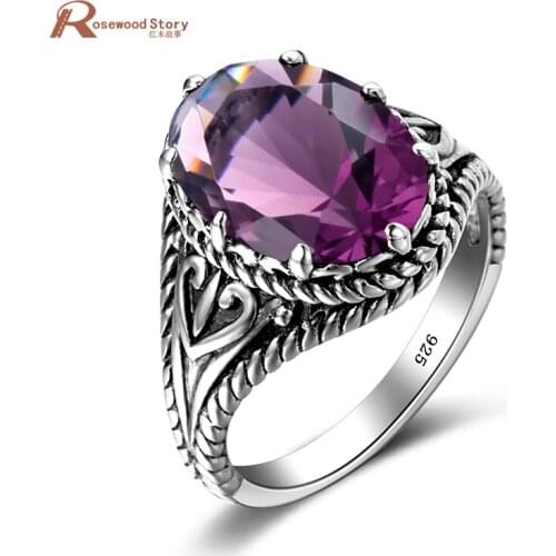 British Princess Created Purple Crystal Ring Pure 925 Sterling Silver Luxury Classic Austrian Birthstone For Women Lover Gift