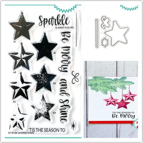 Star Metal Cutting Dies and Stamps for DIY Scrapbooking Paper Card Decor Handmade Photo Album Craft Transparent Supplies