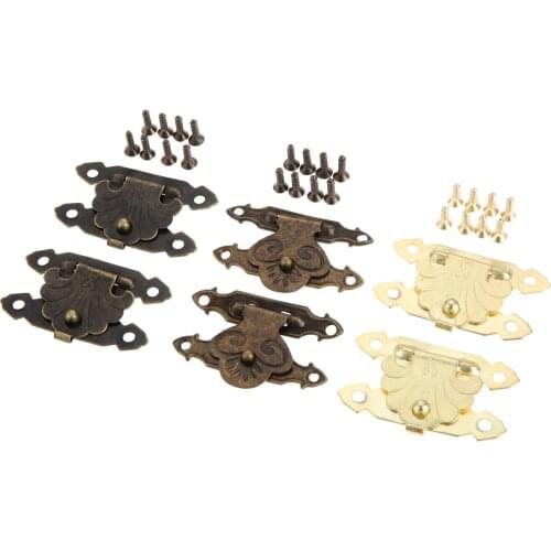 10Pcs/lot Antique Brass/Gold Padlock Iron Hasp Jewelry Gift Wooden Box Decor Latch Furniture Buckle Case Clasp Lock 38mm*23mm