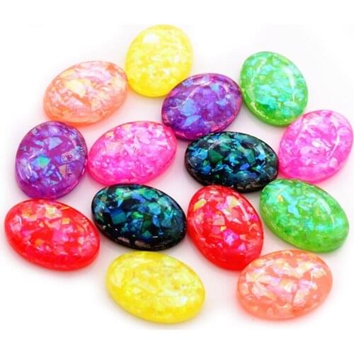 13x18mm 40pcs/Lot New Fashion Mix Color Built-in metal foil Flat back Resin Cabochons Cameo V7-08