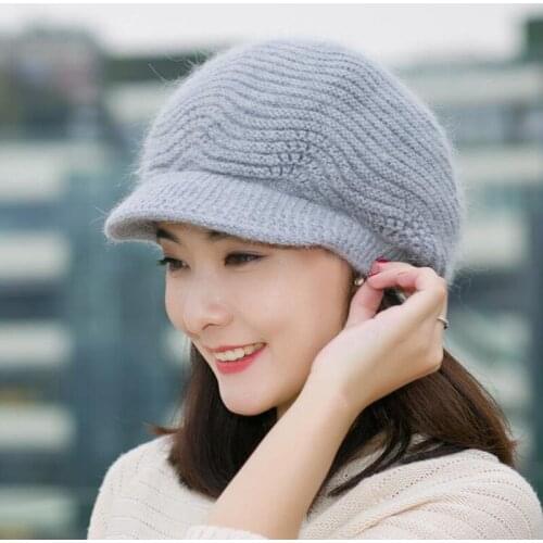 2018 Brand Winter Women Winter Hat Warm Beanies Fleece Inside Knitted Hats For Woman Rabbit Fur Cap Ladies Skullies