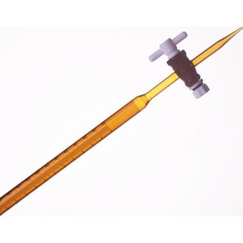 3pcs Brown Acid burette,Capacity 50ml,With PTFE valve switch