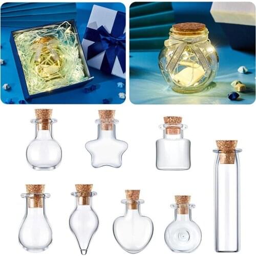 50 Pieces Wish Bottles with Rope Mini Empty Clear Glass Bottle with Cork Small Tiny Vials Jars for Wedding Holiday Decoration