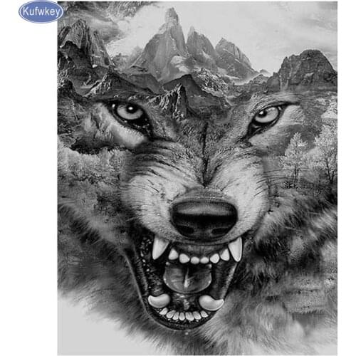 5d Diy diamond painting wolf cross stitch 3d diamond mosaic mazayka square drill full diamond embroidery animal home decoration