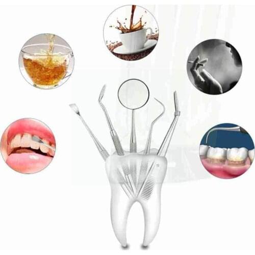 6pcs Dental Mirror Dental Dentist Prepared Tool Set Kit Scaler Instrument Hoe Sickle Probe Kit Oral Tooth Care Care Tweezer F2J6