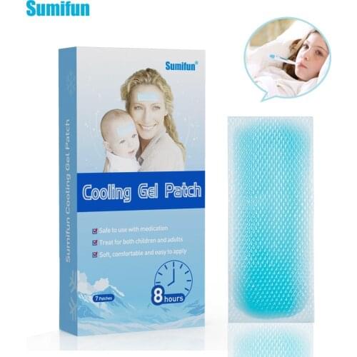 Sumifun Child/Adult 7Pieces=1Box Menthol Cooling Gel Patches Physical Fever Reducer 5x12cm Fever Cooling Sheet K03701