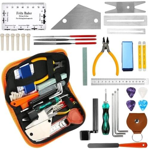 Guitar Repair Tool Kit 32pcs Guitar Repairing Maintenance Tools Kit with Carry Bag Professional Guitar Setup Kit Accessories