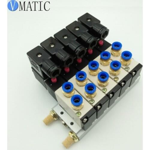 Free Shipping High Quality Quadruple Solenoid Valve Aluminum Base Fitting Mufflers Set Dispensing Solenoid Valve
