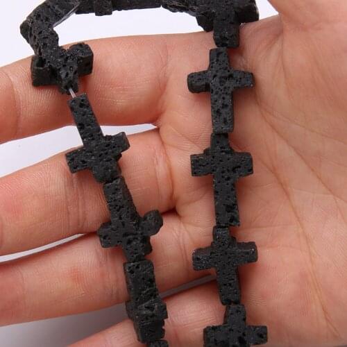 Natural Stone Beads Cross-shaped Volcanic Loose Beads For Jewelry Making DIY Necklace Bracelet Handiwork Craft Accessory