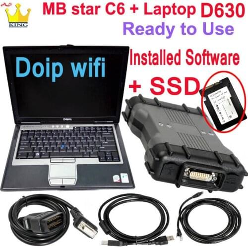 MB Star C6 Diagnosis Tool support DOIP CAN with software SSD VCI C6 WIFI diagnosis Multiplexer vci SD Connect Plus Laptop D630