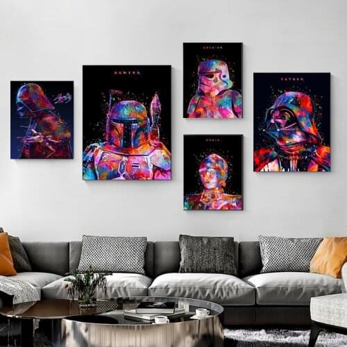 Disney Star Wars Watercolor Graffiti Canvas Painting Movie Poster Print Wall Street Art Picture for Bedroom Cuadros Home Decor