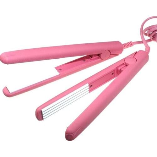 Professional Mini Pink Ceramic Electronic hair straighteners 200-250V curler Straightening