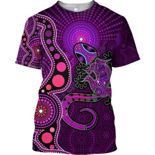 Aboriginal Australia Indigenous Purple The Lizard and The Sun 3D Printed t shirts for men and women Summer Casual Tees T-shirt