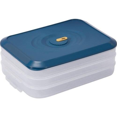 Dumpling Box Freeze Dumplings Fresh-Keeping Box Wontons Superimposed Storage Box Artifact Kitchen Tools Dark Blue