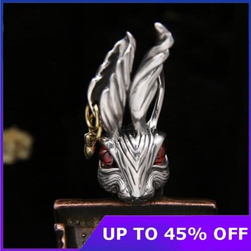 2020 Rabbit Pendant Pure 925 Sterling silver Inlaid natural stones Free black leather rope Jewelry Men Women Necklace Pendant