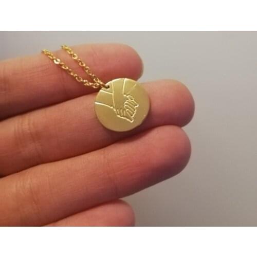 Minimalism Round Charms Necklaces Pendants Stainless Steel Jewelry Hand Gestures Sign Language Necklaces For Women Accessories