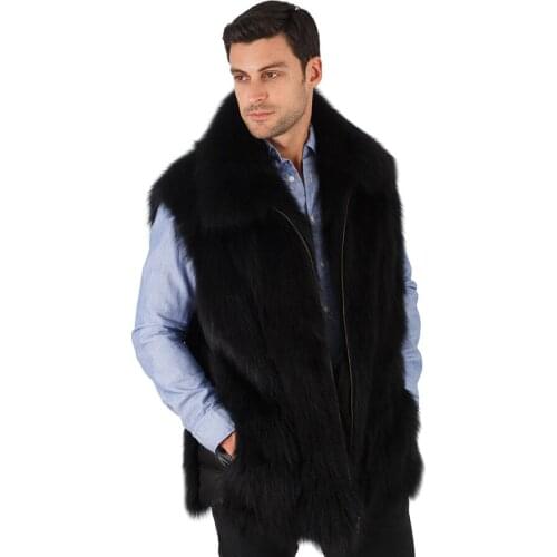 Fur Coat Natural Fur Vest Men Winter Warm Fashion Waistcoat Real Fox Fur Gilet Plus Size Available