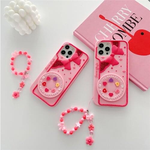 Cartoon Pink Camera soft silicone phone case for iPhone 12Pro Max 11 7 8 plus X XR XS MAX Pretty Girl Bracelet Phone Cover