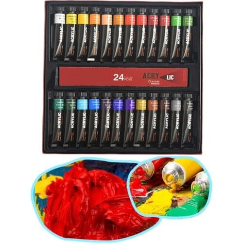 Acrylic Paint Set 24 Color 12ml Non-Toxic Acrylic Paints Perfect for Canvas Painting Rock Wood for Kids Adults Artists