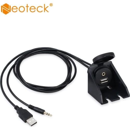 Neoteck 1M Aux Extension Cable USB 3.5mm 1/8 Cable Lead Mounting Panel For Car Boat Dash Flush Mount Headphone Male Jack Adapter